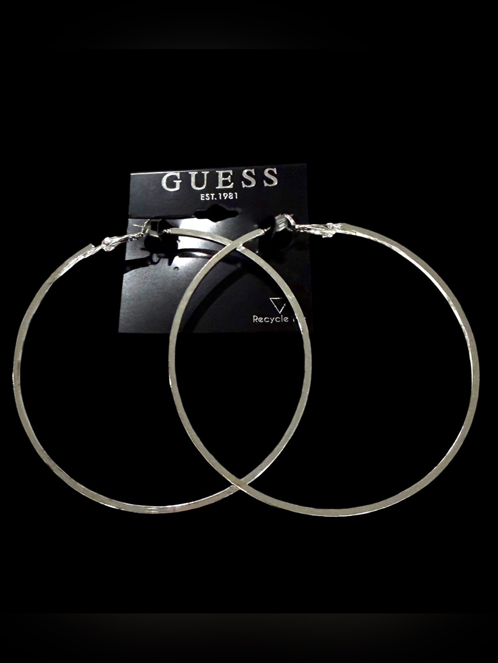 Guess 3” hoop earrings silver large oversized fashion jewelry new $22